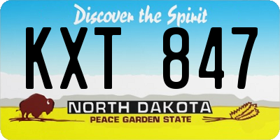 ND license plate KXT847