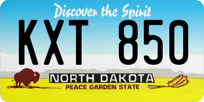 ND license plate KXT850
