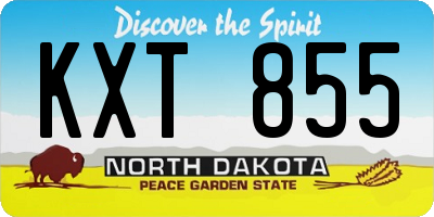 ND license plate KXT855