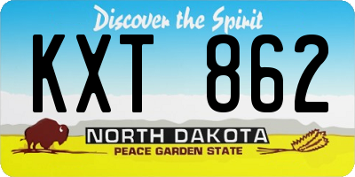 ND license plate KXT862
