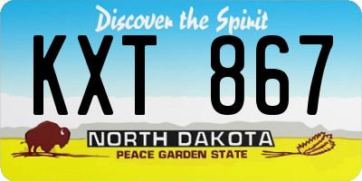 ND license plate KXT867
