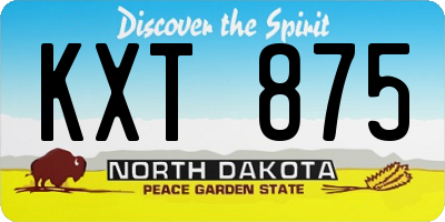 ND license plate KXT875