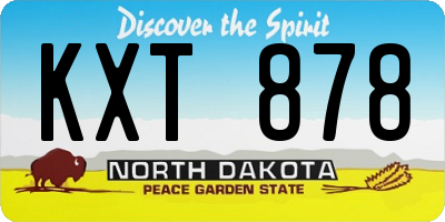 ND license plate KXT878