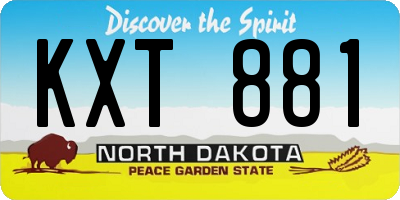 ND license plate KXT881