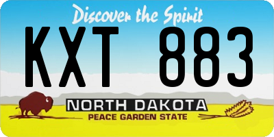 ND license plate KXT883