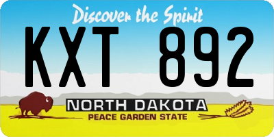 ND license plate KXT892