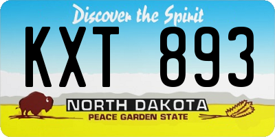 ND license plate KXT893