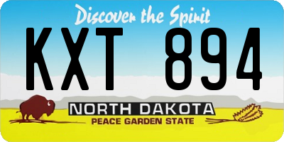 ND license plate KXT894