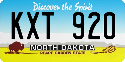 ND license plate KXT920