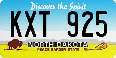 ND license plate KXT925