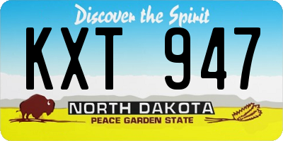 ND license plate KXT947