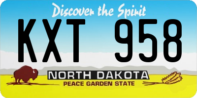 ND license plate KXT958