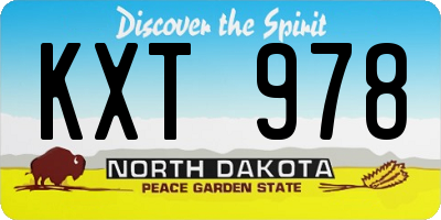 ND license plate KXT978