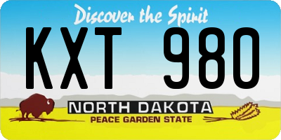 ND license plate KXT980
