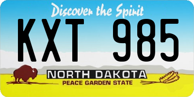 ND license plate KXT985