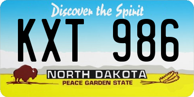 ND license plate KXT986