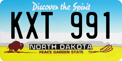 ND license plate KXT991