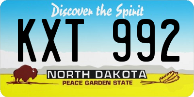 ND license plate KXT992