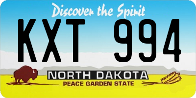 ND license plate KXT994