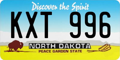 ND license plate KXT996