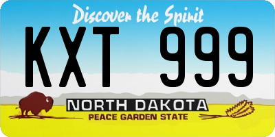 ND license plate KXT999