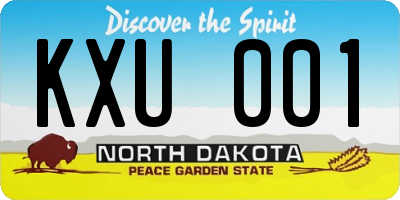 ND license plate KXU001
