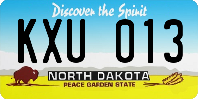 ND license plate KXU013