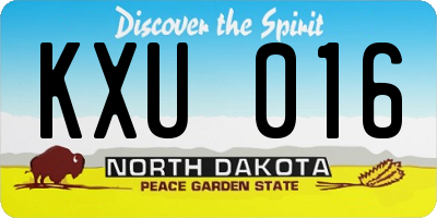 ND license plate KXU016