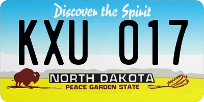 ND license plate KXU017