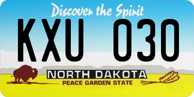 ND license plate KXU030