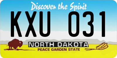 ND license plate KXU031
