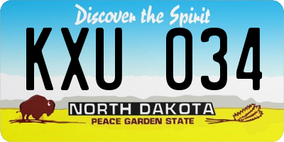 ND license plate KXU034
