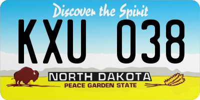 ND license plate KXU038