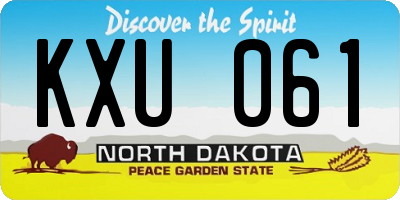 ND license plate KXU061