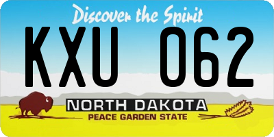 ND license plate KXU062
