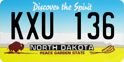 ND license plate KXU136