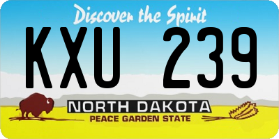 ND license plate KXU239