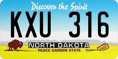 ND license plate KXU316