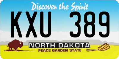 ND license plate KXU389