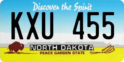 ND license plate KXU455