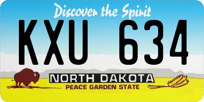 ND license plate KXU634