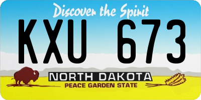 ND license plate KXU673