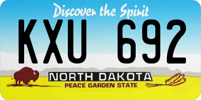 ND license plate KXU692