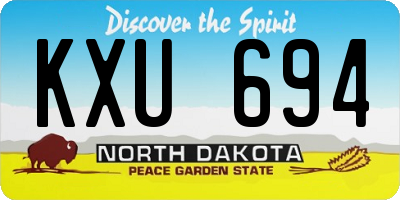 ND license plate KXU694