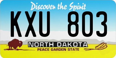 ND license plate KXU803