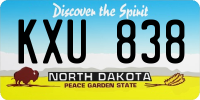 ND license plate KXU838