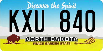 ND license plate KXU840