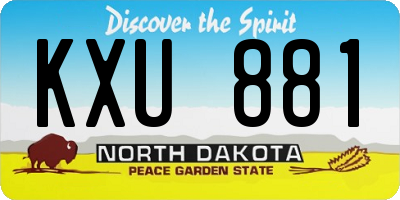 ND license plate KXU881
