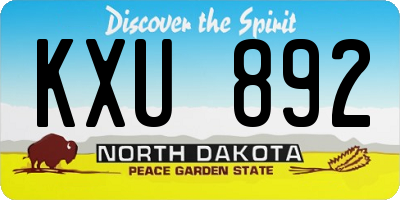 ND license plate KXU892