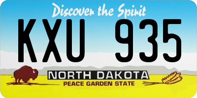 ND license plate KXU935